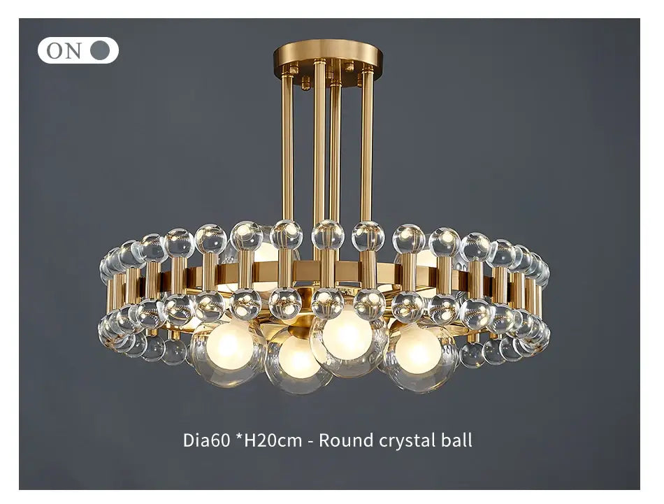 Modern Round Colorful Crystal Chandelier for Living, Bedroom