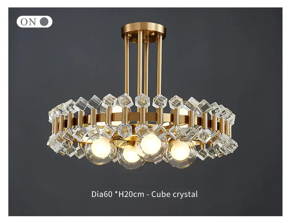 Modern Round Colorful Crystal Chandelier for Living, Bedroom