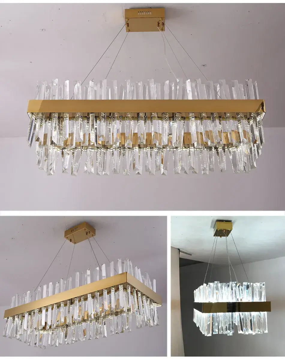 Luxury Modern Rectangle Crystal Chandelier for Dining, Kitchen