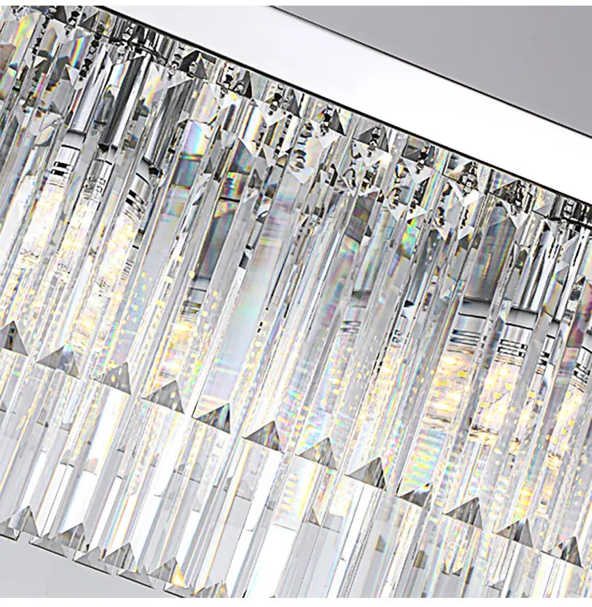 Modern Crystal Gold Rectangle Chandelier for Dining, Kitchen