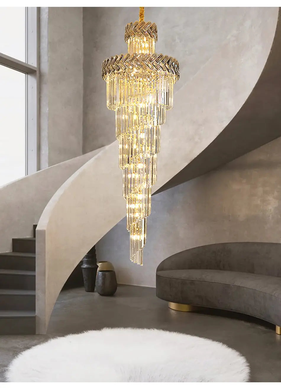 Luxury Long Spira Crystal Chandelier for Staircase, Hall, Living