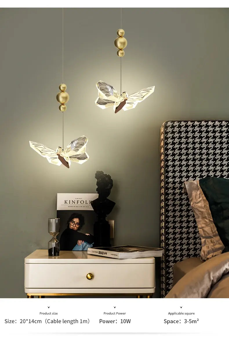 Nordic Luxury Creative Butterfly Lamp for Bedroom, Living