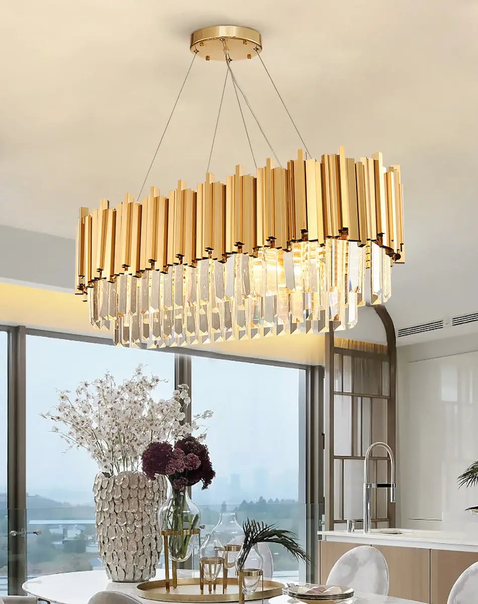 Luxury Modern Hanging Oval Crystal Chandelier for Dining, Kitchen