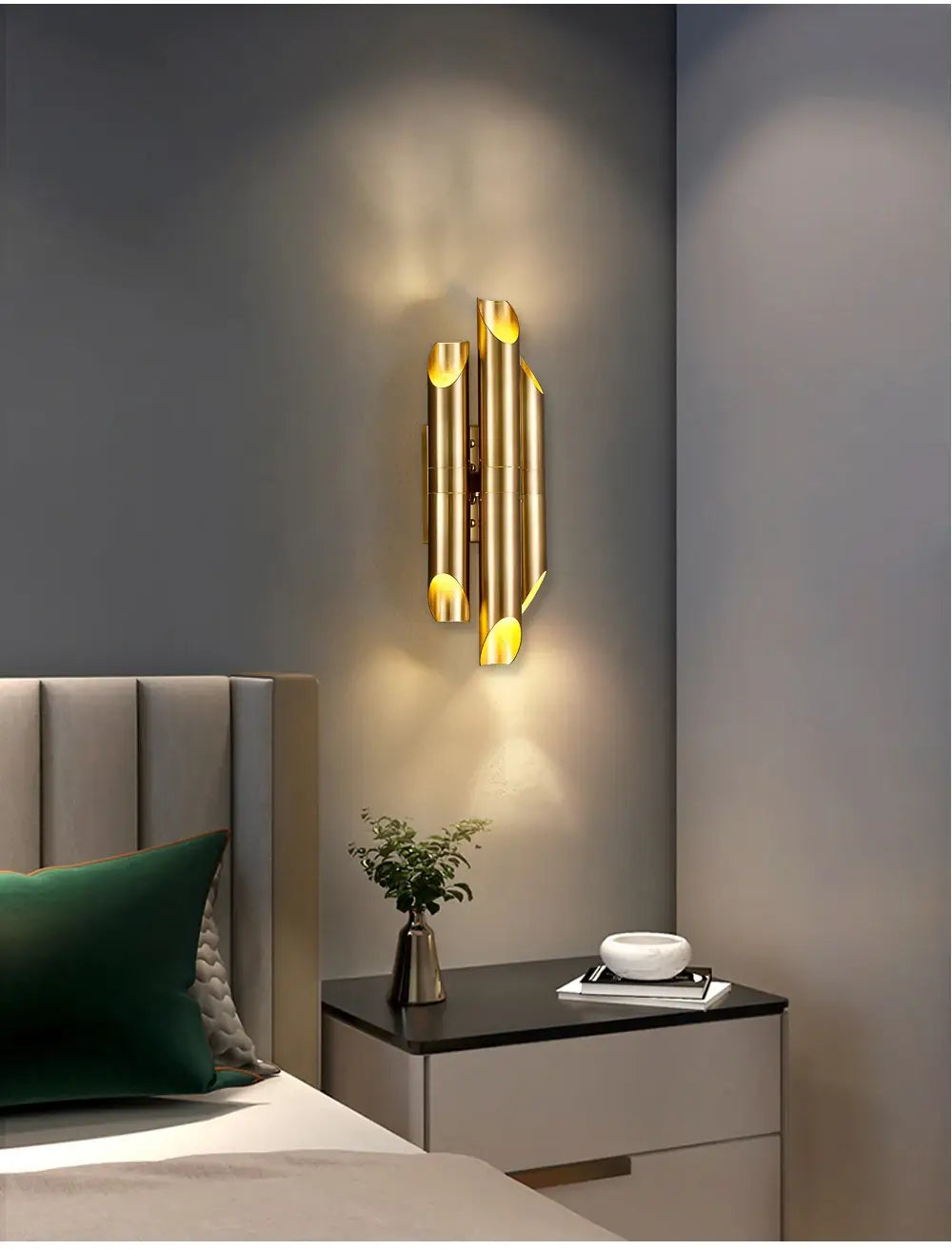 Modern Brushed Gold Wall Sconce for Bedside, Bedroom, Living