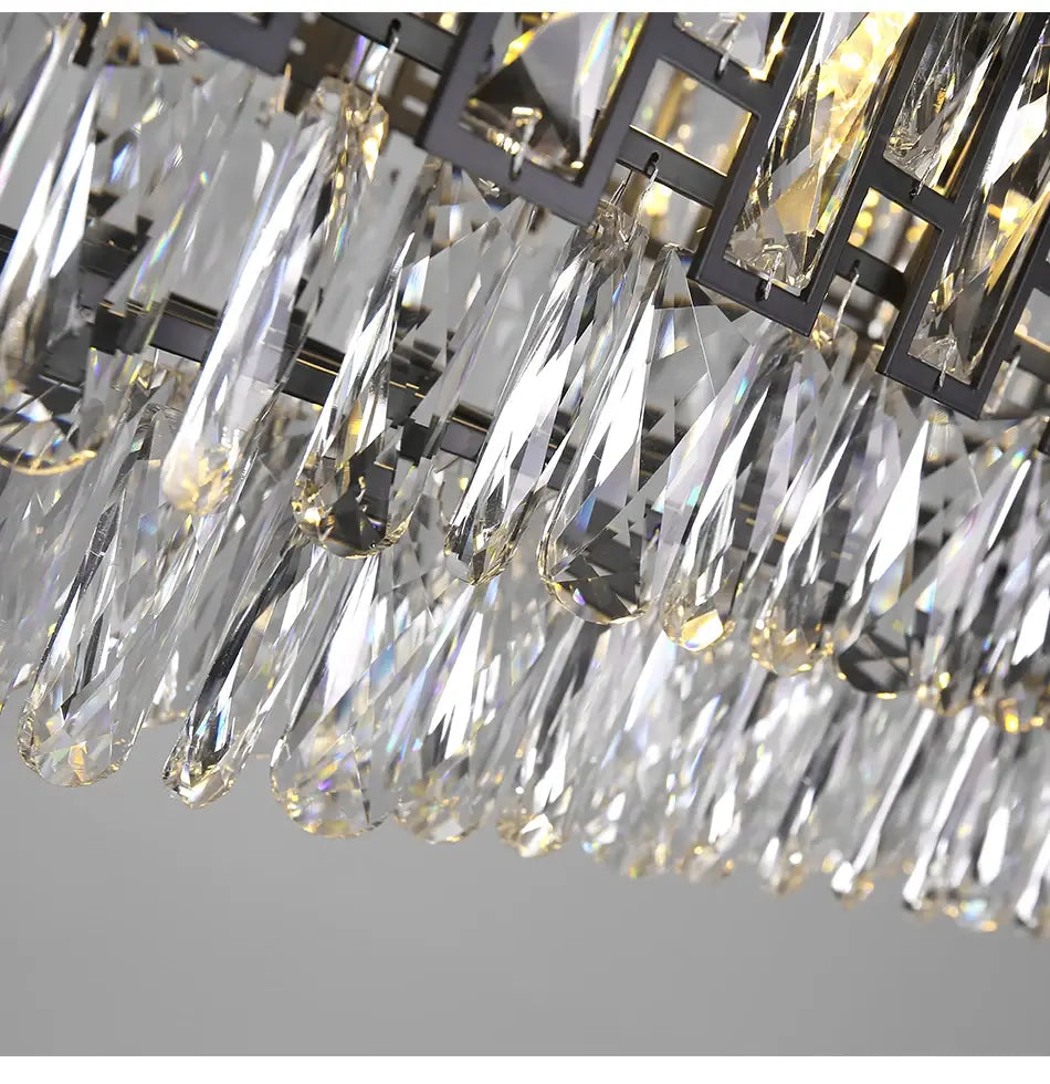 Luxury Hanging Rectangle Crystal Chandelier for Dining, Island