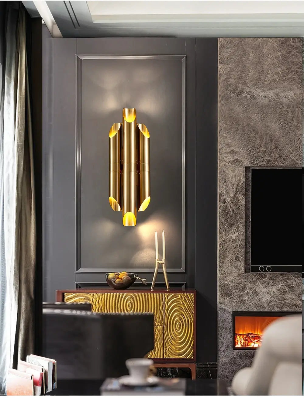Modern Brushed Gold Wall Sconce for Bedside, Bedroom, Living
