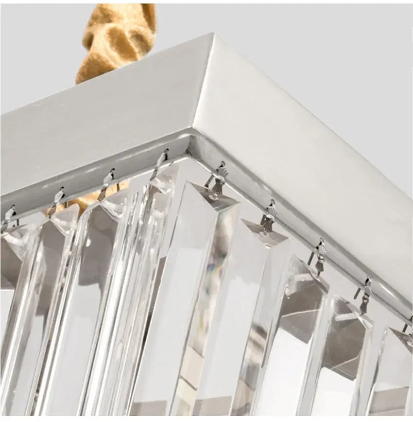 Modern Crystal Gold Rectangle Chandelier for Dining, Kitchen