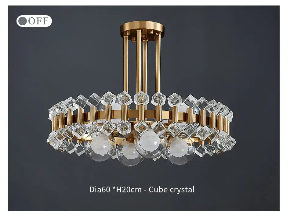 Modern Round Colorful Crystal Chandelier for Living, Bedroom