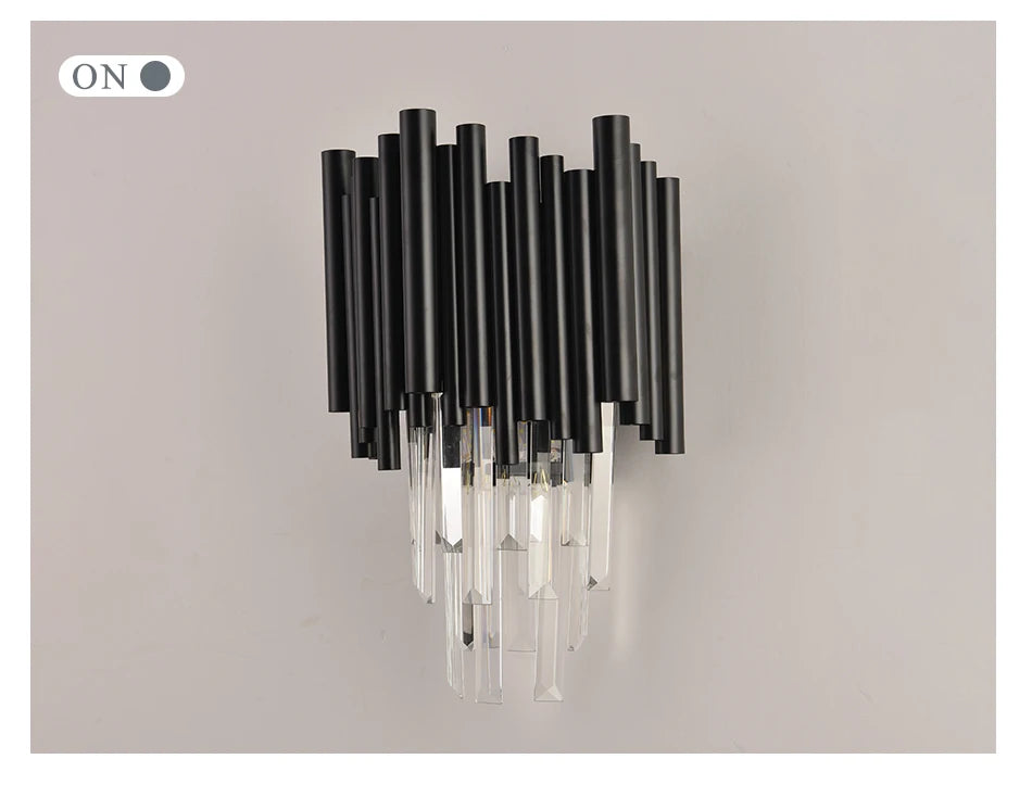 Luxury Black Crystal Wall Sconce for Living, Bedroom, Beside