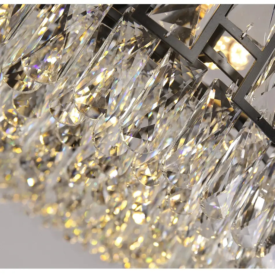 Luxury Black Round Crystal Chandelier for Living, Bedroom