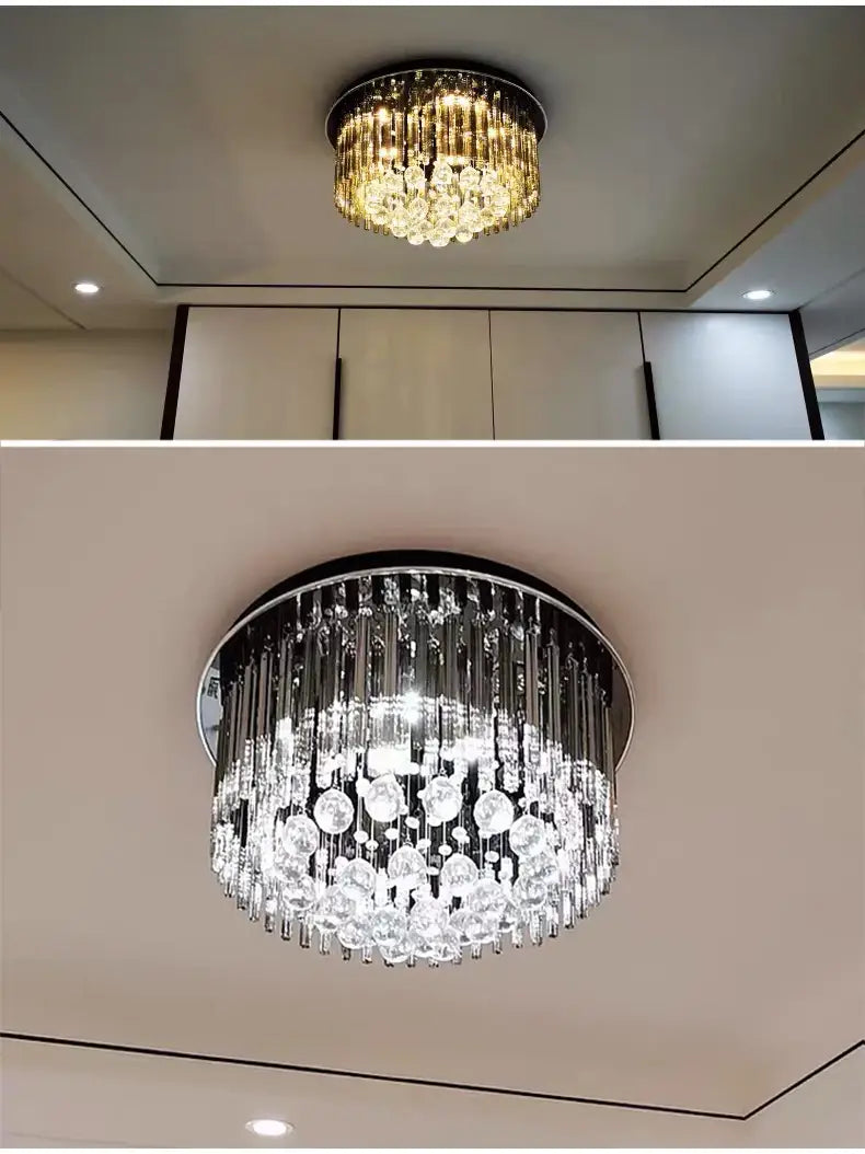 Luxury Black Ceiling Crystal Chandelier for Living, Bedroom