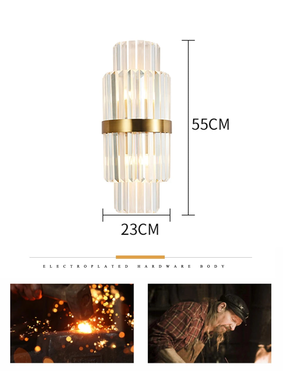 Moderne Kristall-Gold-Wandlampe: Eine Nachttischlampe im Loft-Stil von Toplightstore