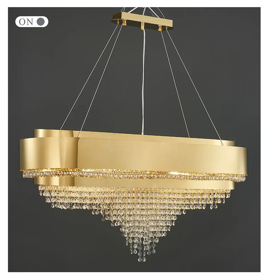 Luxury Gold Oval Crystal Chandelier for Dining, Kitchen island