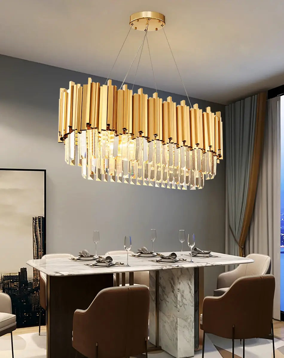 Luxury Modern Hanging Oval Crystal Chandelier for Dining, Kitchen