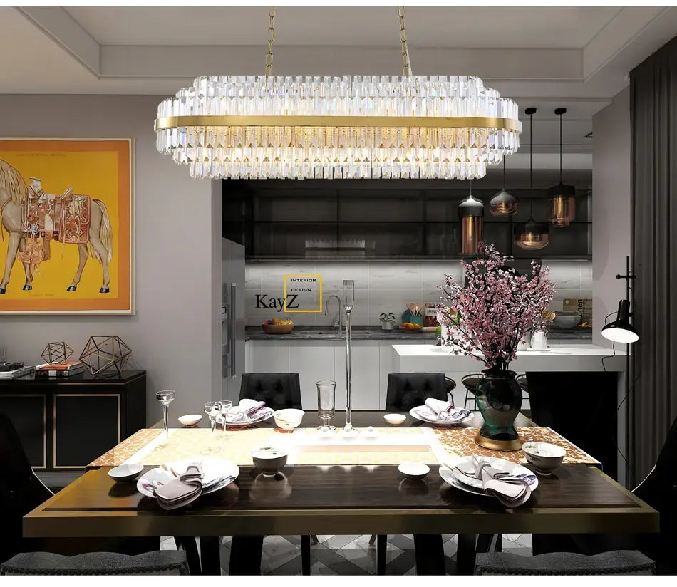 Modern Luxury Crystal Chandelier for Dining and Kitchen Island