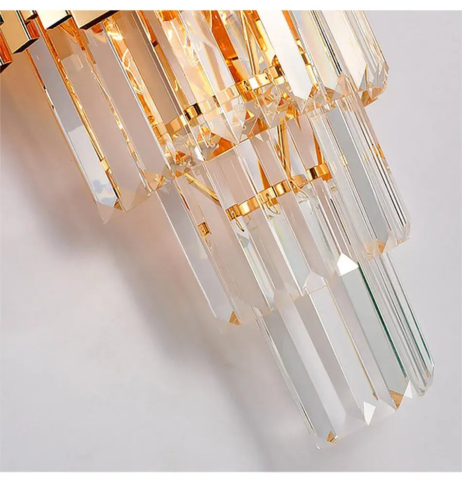 Luxury Gold Crystal Wall Sconce for Hallway, Bedroom, Bedside