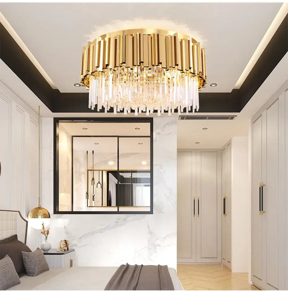 Luxury Ceiling Crystal Round Chandelier for Living, Bedroom, Dining