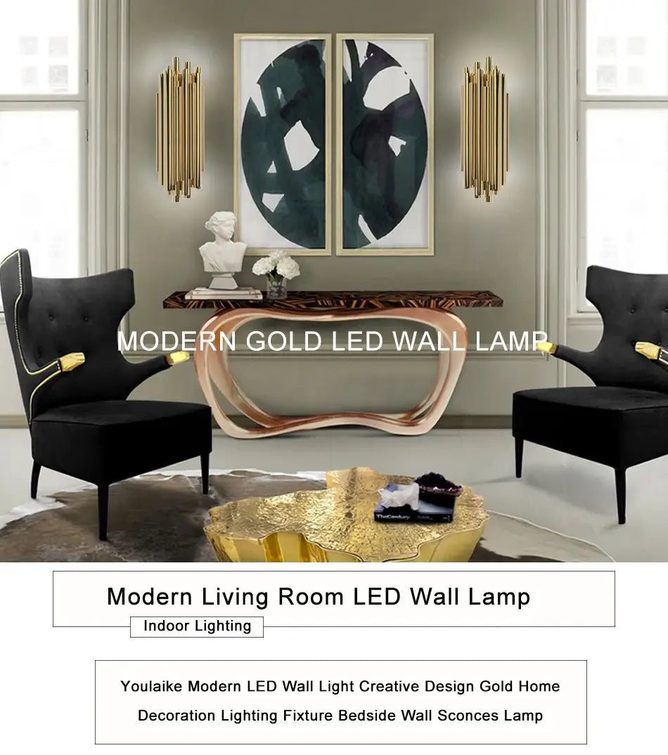 Modern Polished Steel Gold Wall Sconce for Beside, Living