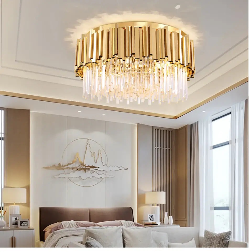 Luxury Ceiling Crystal Round Chandelier for Living, Bedroom, Dining