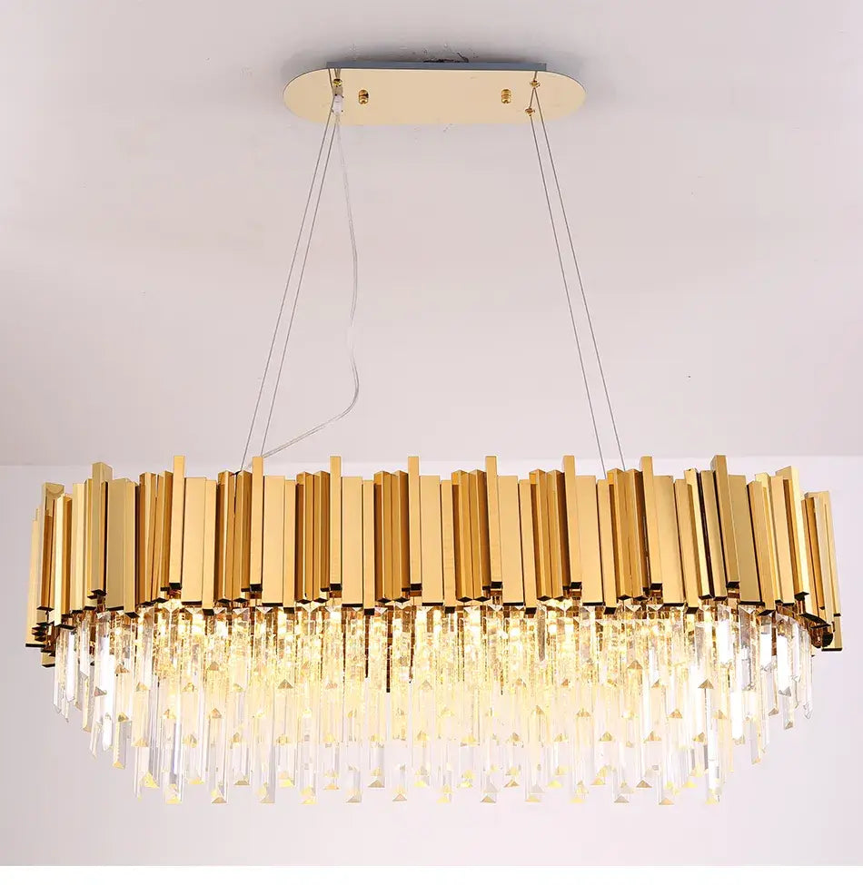 Luxury Hanging Rectangle Crystal Chandelier for Dining, Kitchen