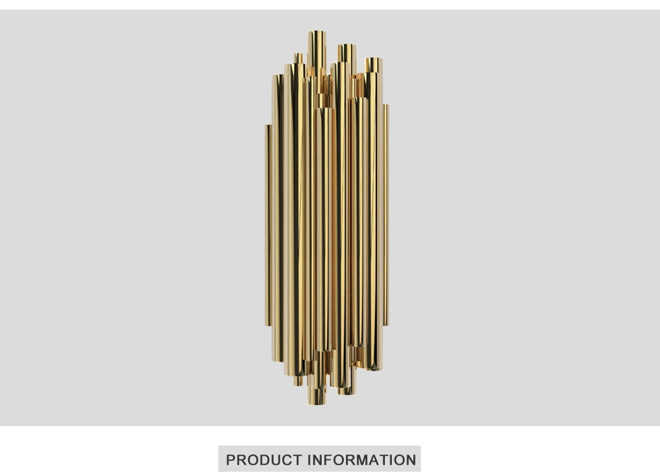 Modern Polished Steel Gold Wall Sconce for Beside, Living