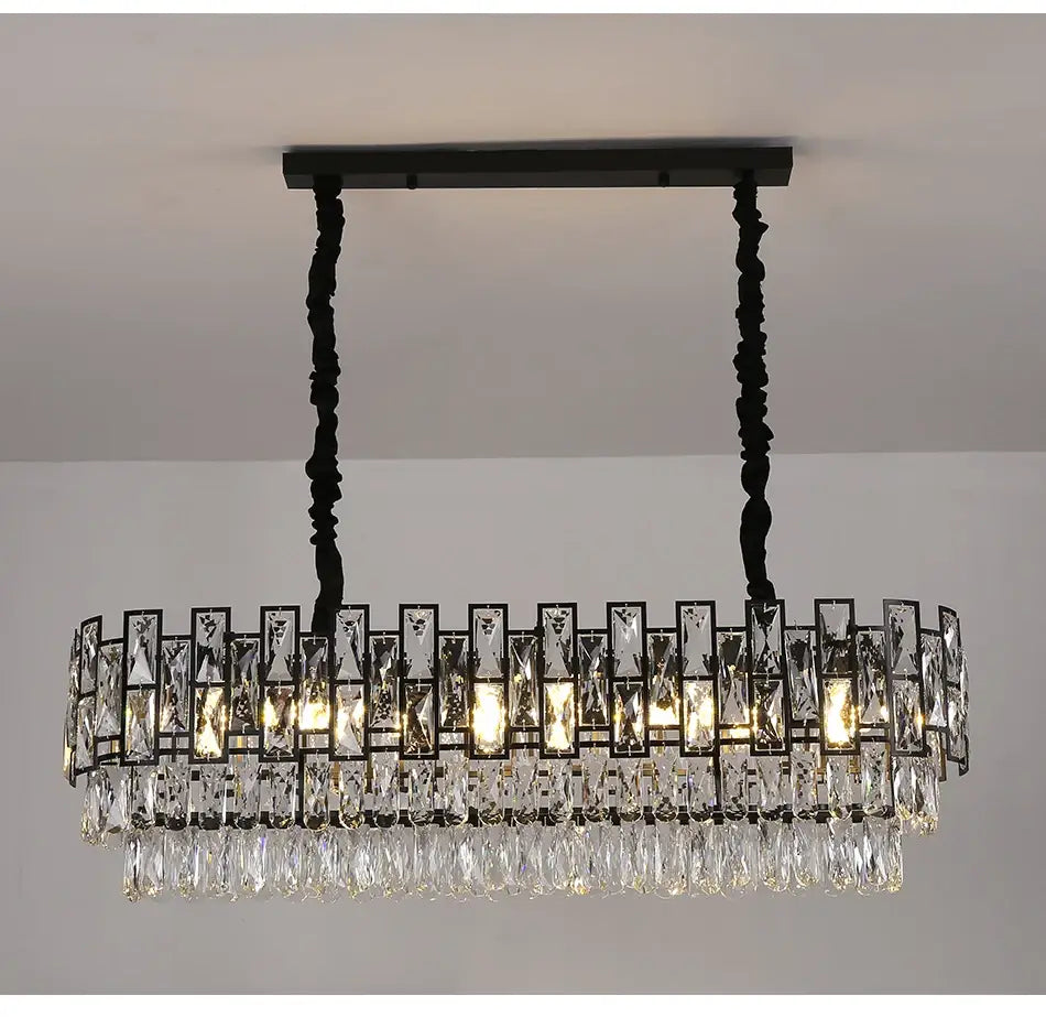 Luxury Hanging Rectangle Crystal Chandelier for Dining, Island