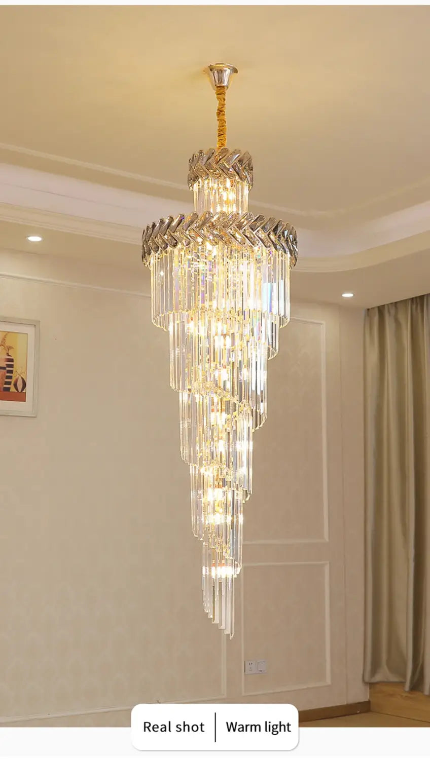 Luxury Long Spira Crystal Chandelier for Staircase, Hall, Living