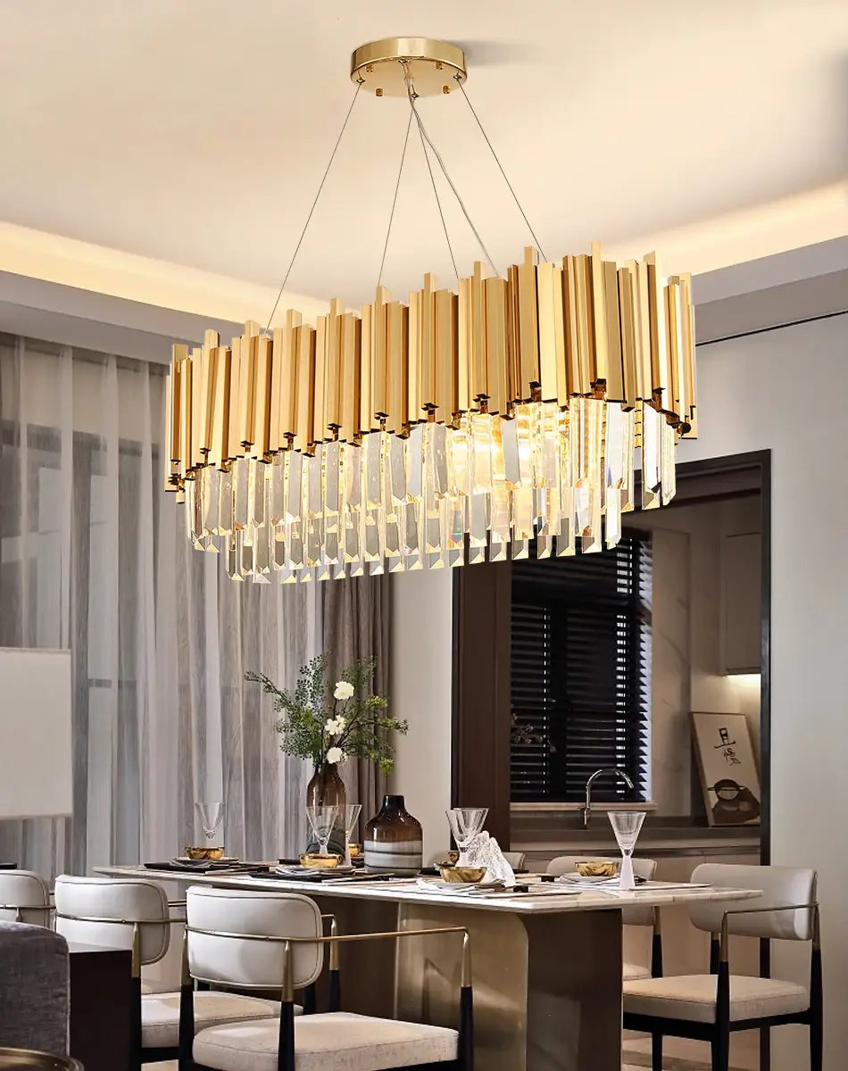 Luxury Modern Hanging Oval Crystal Chandelier for Dining, Kitchen