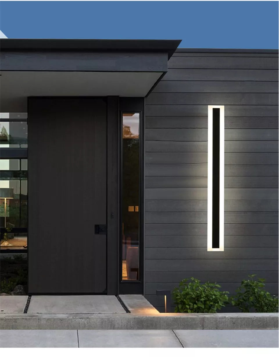 Modern Led Waterproof Outdoor Long Black Wall Sconce Light