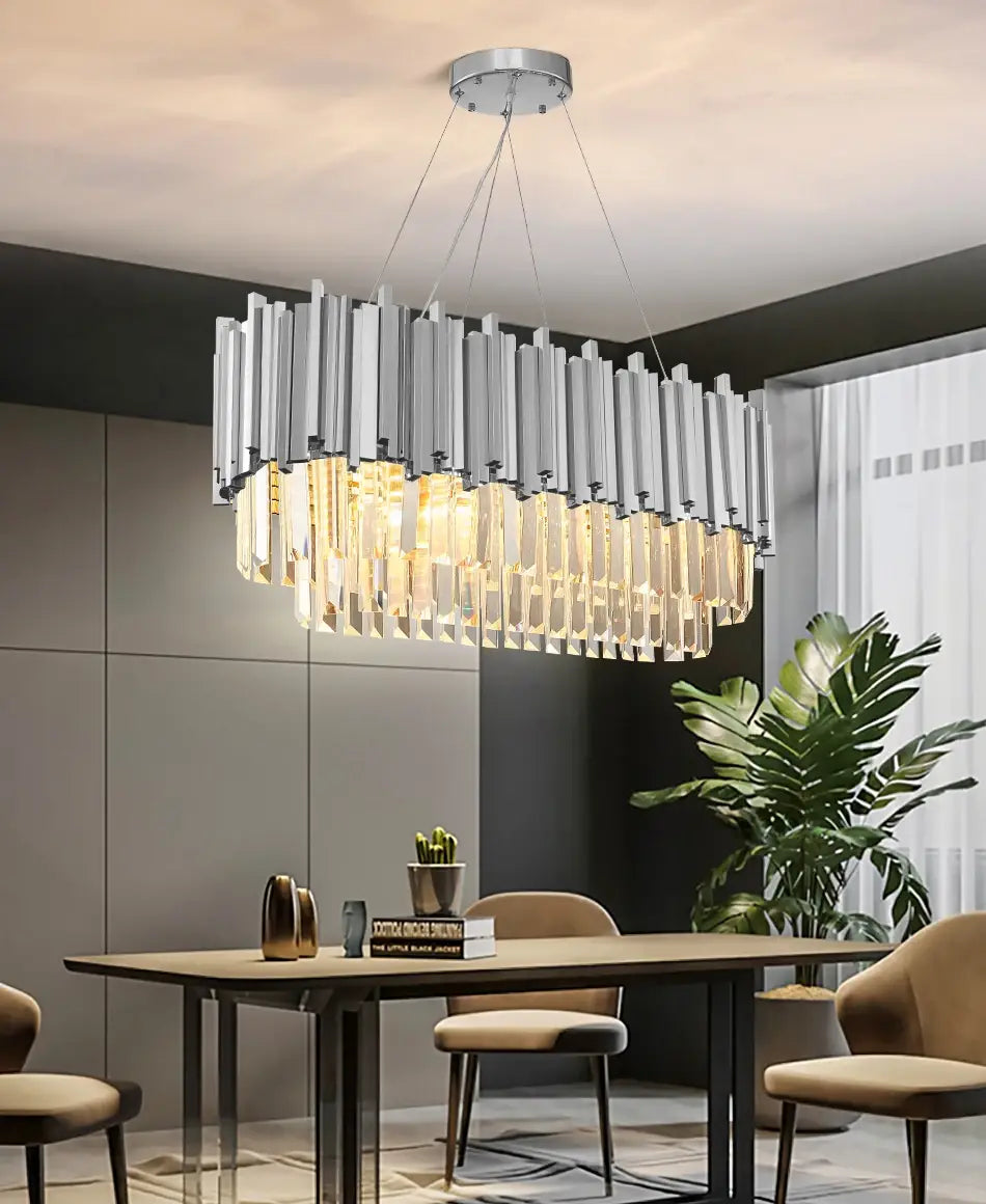 Luxury Modern Hanging Oval Crystal Chandelier for Dining, Kitchen