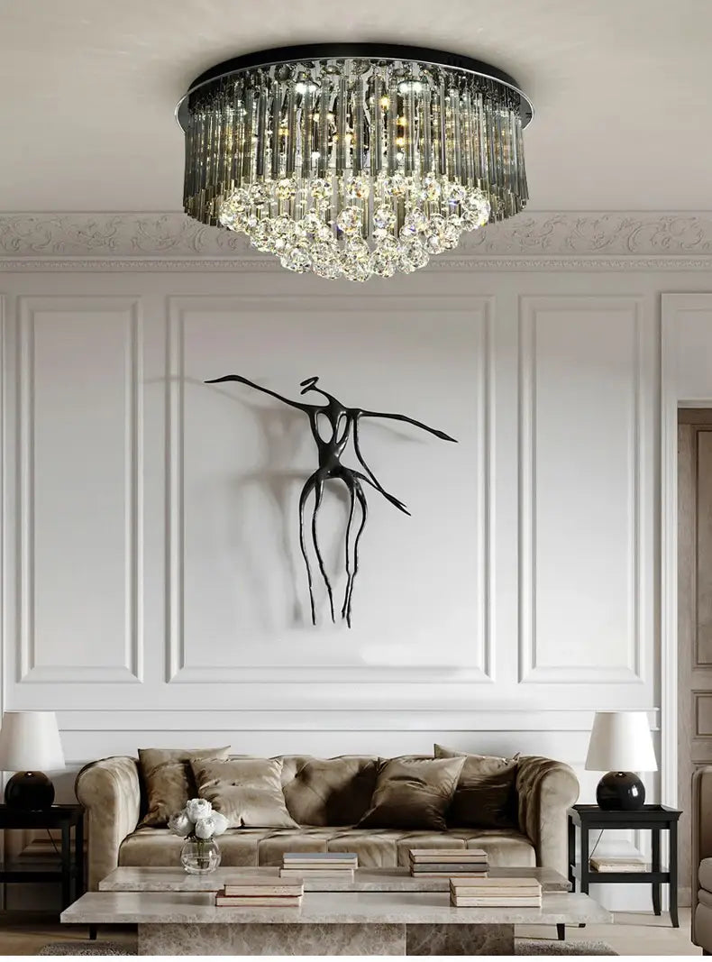 Luxury Black Ceiling Crystal Chandelier for Living, Bedroom