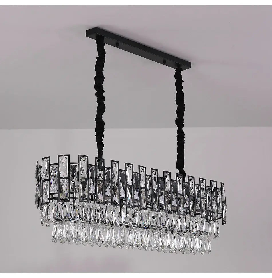 Luxury Hanging Rectangle Crystal Chandelier for Dining, Island