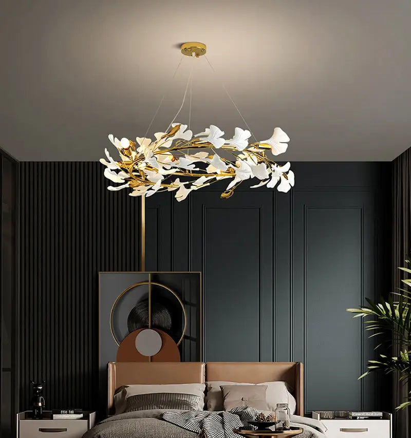Modern Ceramic Petals Hang Chandelier for Living, Bedroom