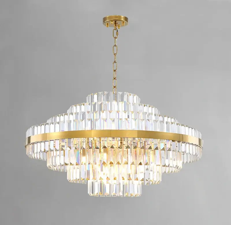 Luxury Hanging Gold Crystal Chandelier for Living, Bedroom