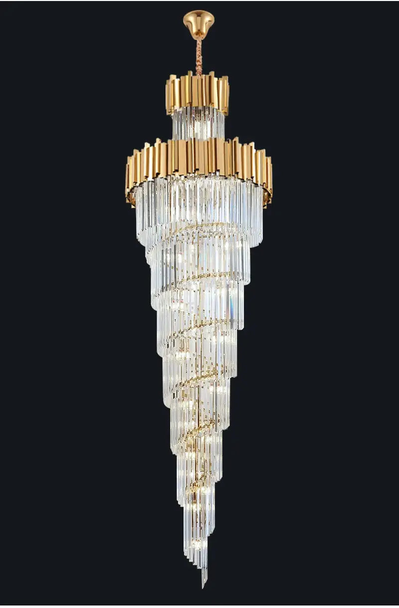 Luxury Long Hanging Crystal Chandelier for Staircase, Lobby, Dining