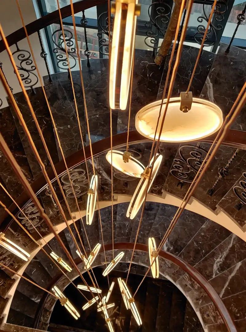 Luxury Long Marble Chandelier for Staircase, Lobby, Hallway
