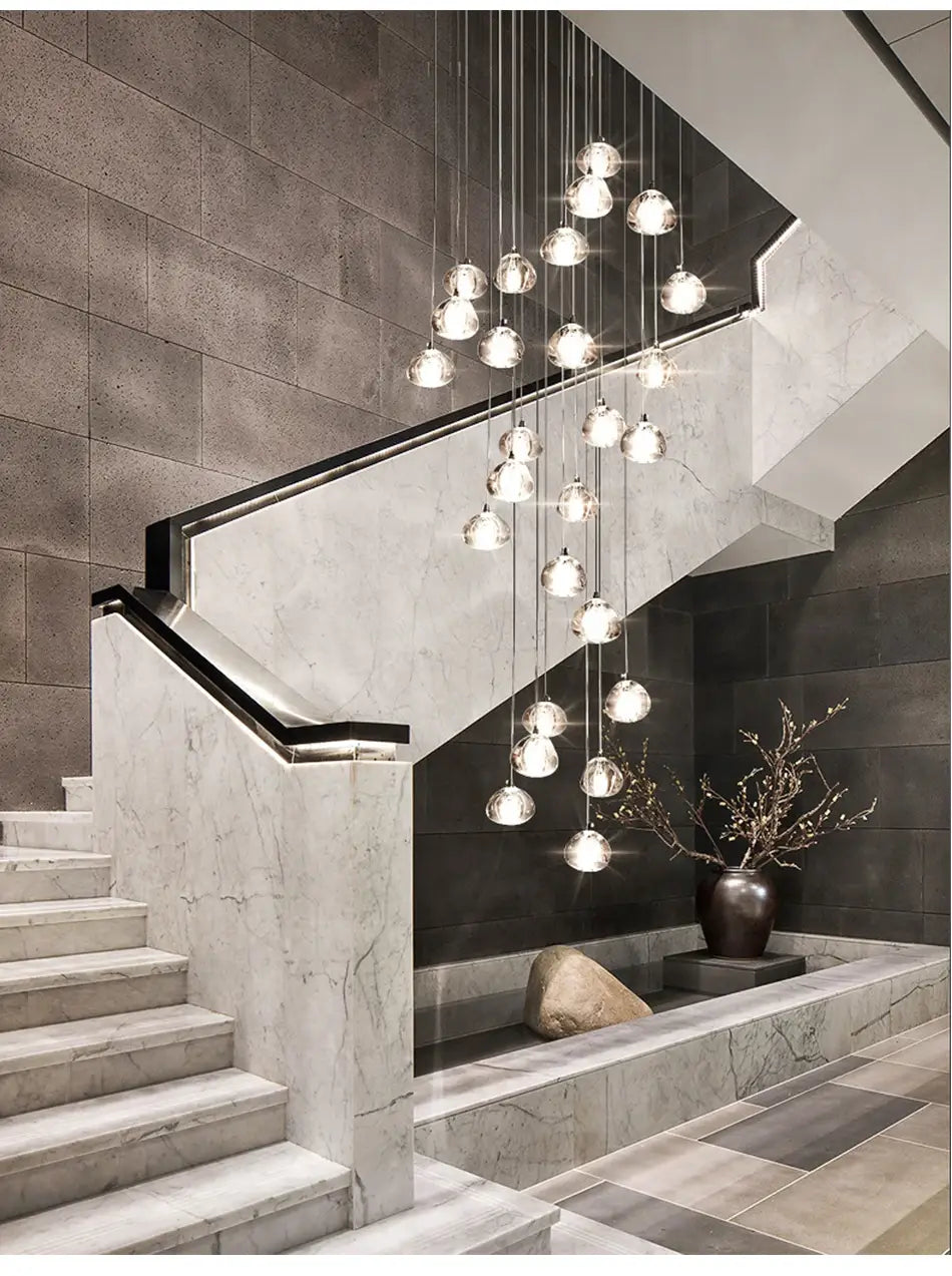 Luxury Modern Crystal LED Chandelier for Staircase, Lobby