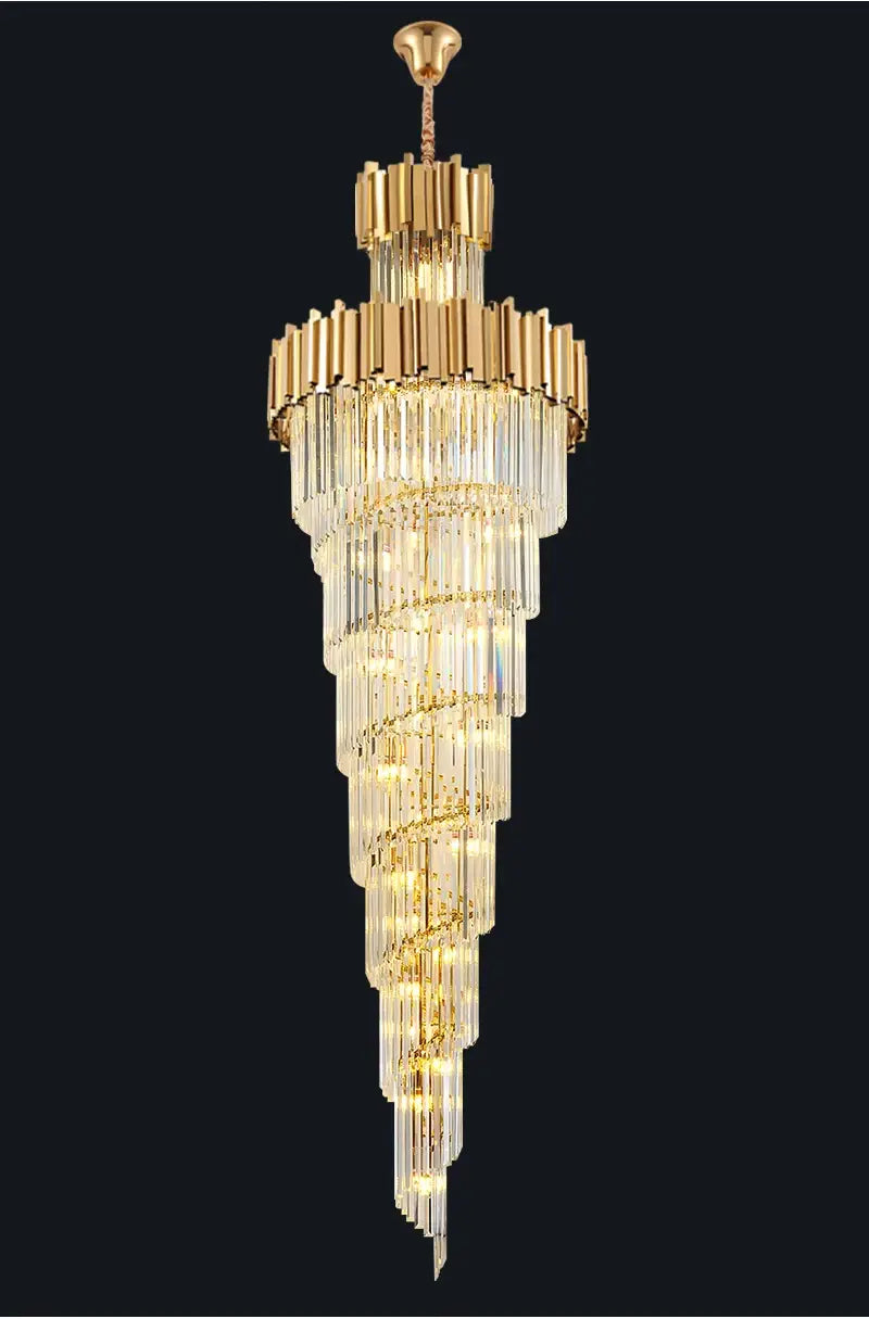 Luxury Long Hanging Crystal Chandelier for Staircase, Lobby, Dining