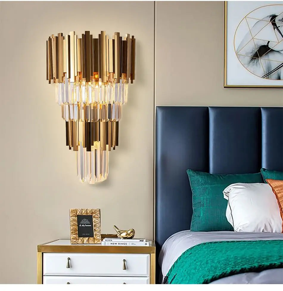 Luxury Modern Crystal Wall Sconce for Bedside, Living, Bedroom