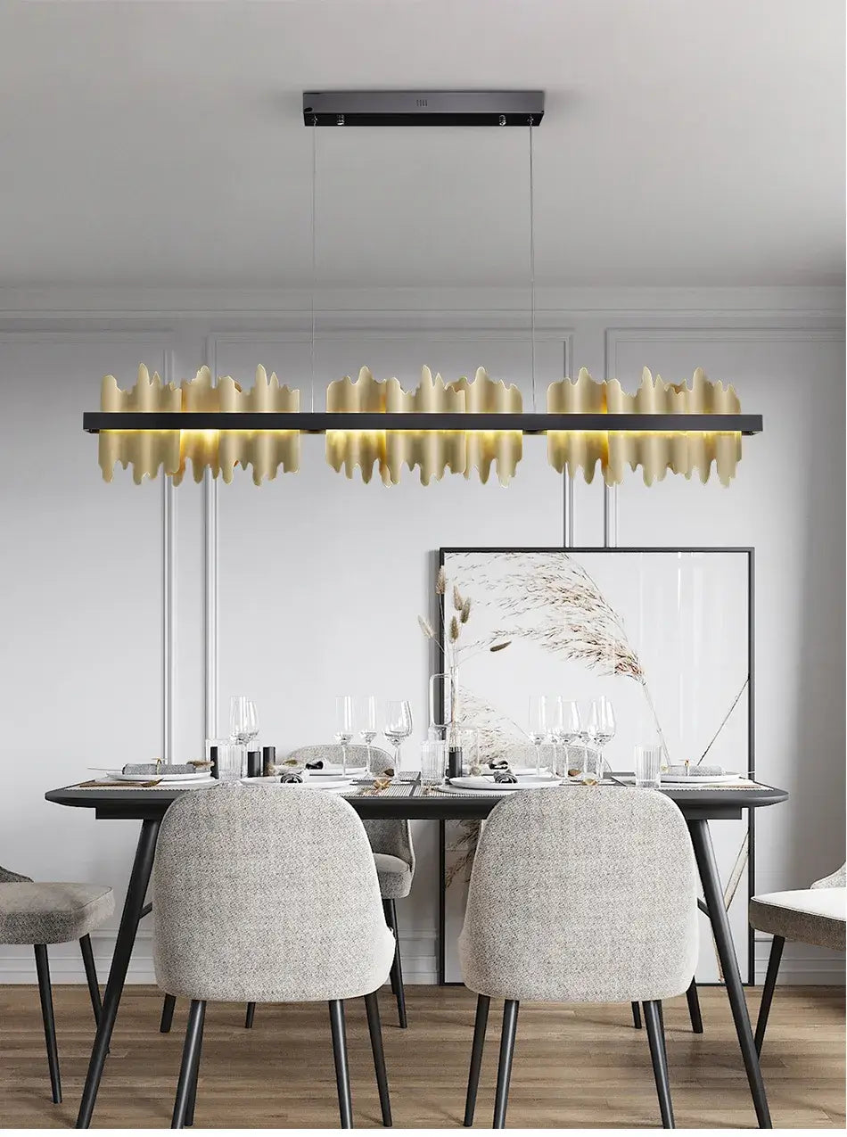 Modern Flame Hanging Rectangle Chandelier For Dining, Kitchen