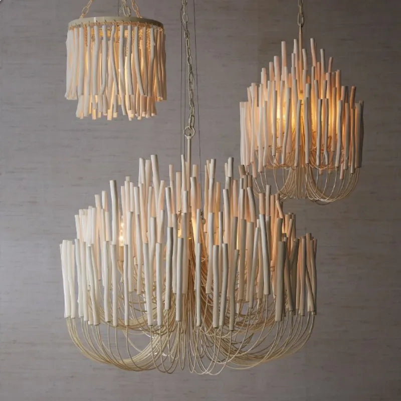 Bohemian Tilda Loft Hanging Wood Chandelier