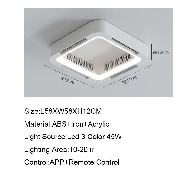 Intelligenter flügelloser Deckenventilator mit Licht für Wohnzimmer, Schlafzimmer, Büro