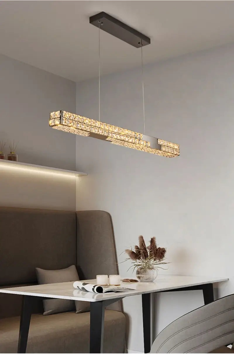 Moderner hängender LED-Kristall-Kronleuchter für Esszimmer, Küche, Bar