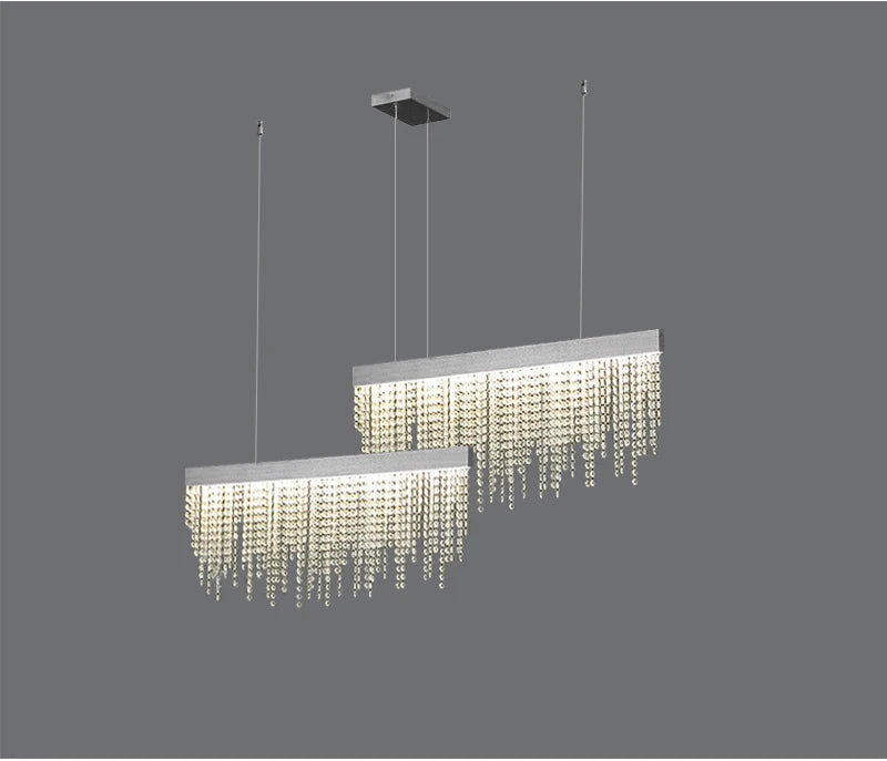 Luxury Rectangle Crystal Chandelier for Dining, Bar, Kitchen