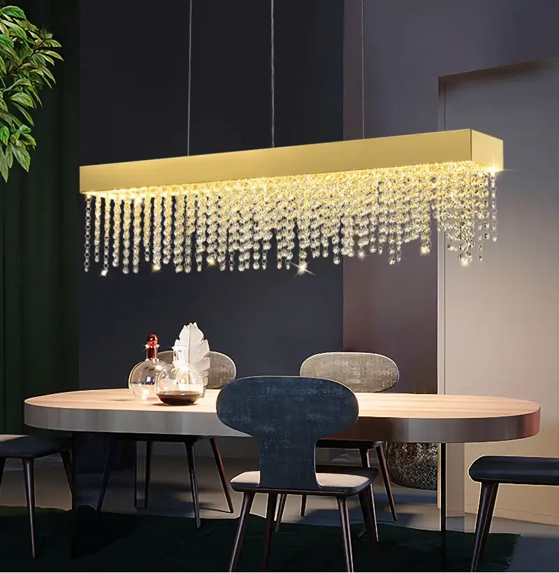 Luxury Rectangle Crystal Chandelier for Dining, Kitchen, Bar