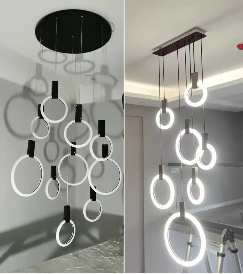 Luxury Round Hanging Acrylic Chandelier for Staircase, Living