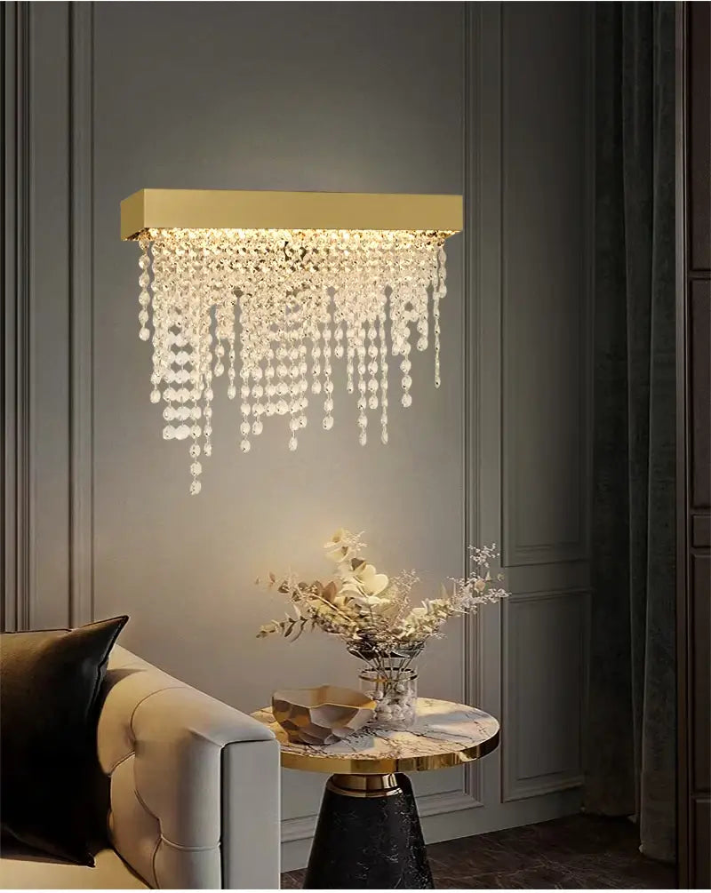 Luxuriöse Goldkristall-Wandleuchte für Nachttisch, Schlafzimmer, Wohnzimmer
