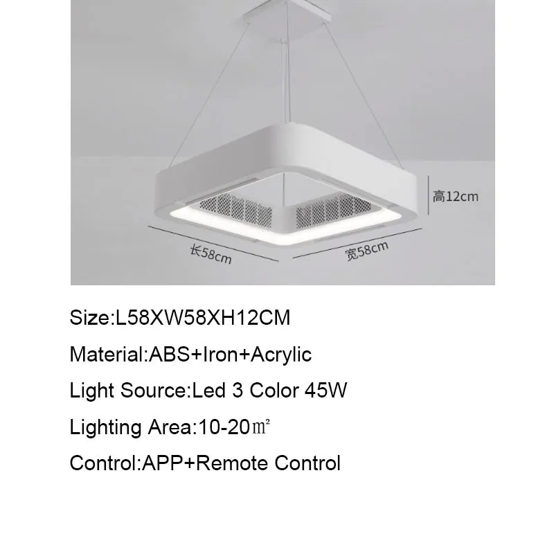 Intelligenter flügelloser Deckenventilator mit Licht für Wohnzimmer, Schlafzimmer, Büro