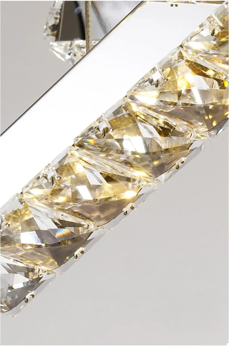 Modern Gold Rectangle Crystal Chandelier for Dining, Kitchen