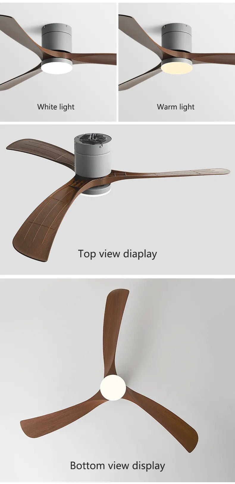 Low Floor DC Motor Ceiling Fan with Light for Bedroom,Restaurant